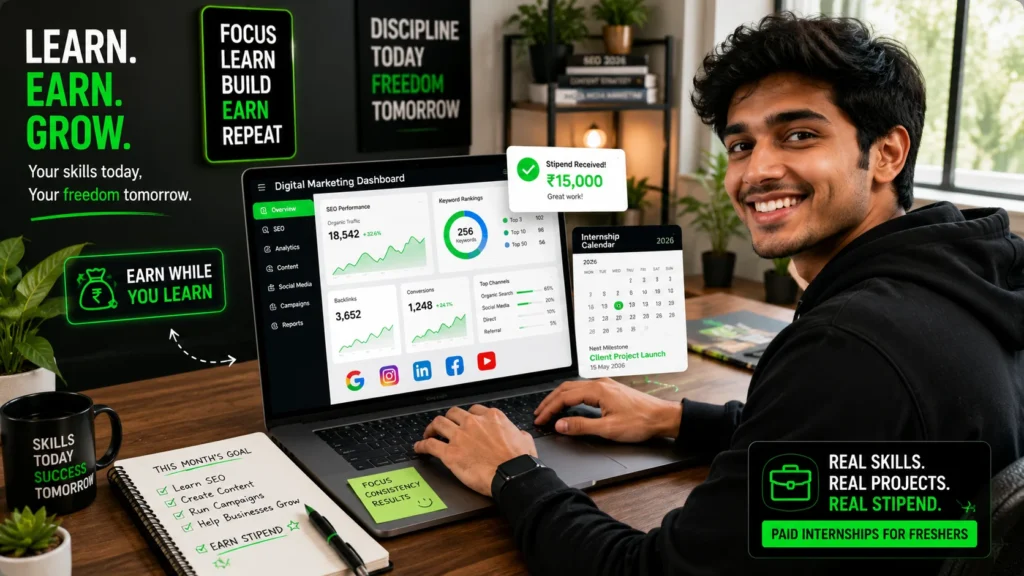 Best digital marketing internship with stipend for freshers 2026 dashboard