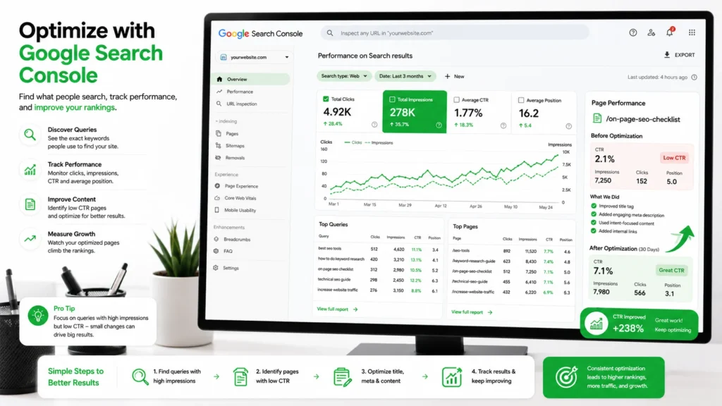 Optimize with google search console
