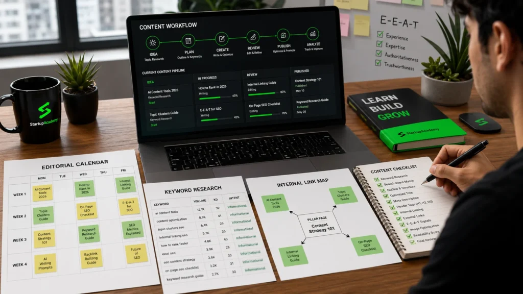 SEO content strategy workflow for planning blog posts that rank